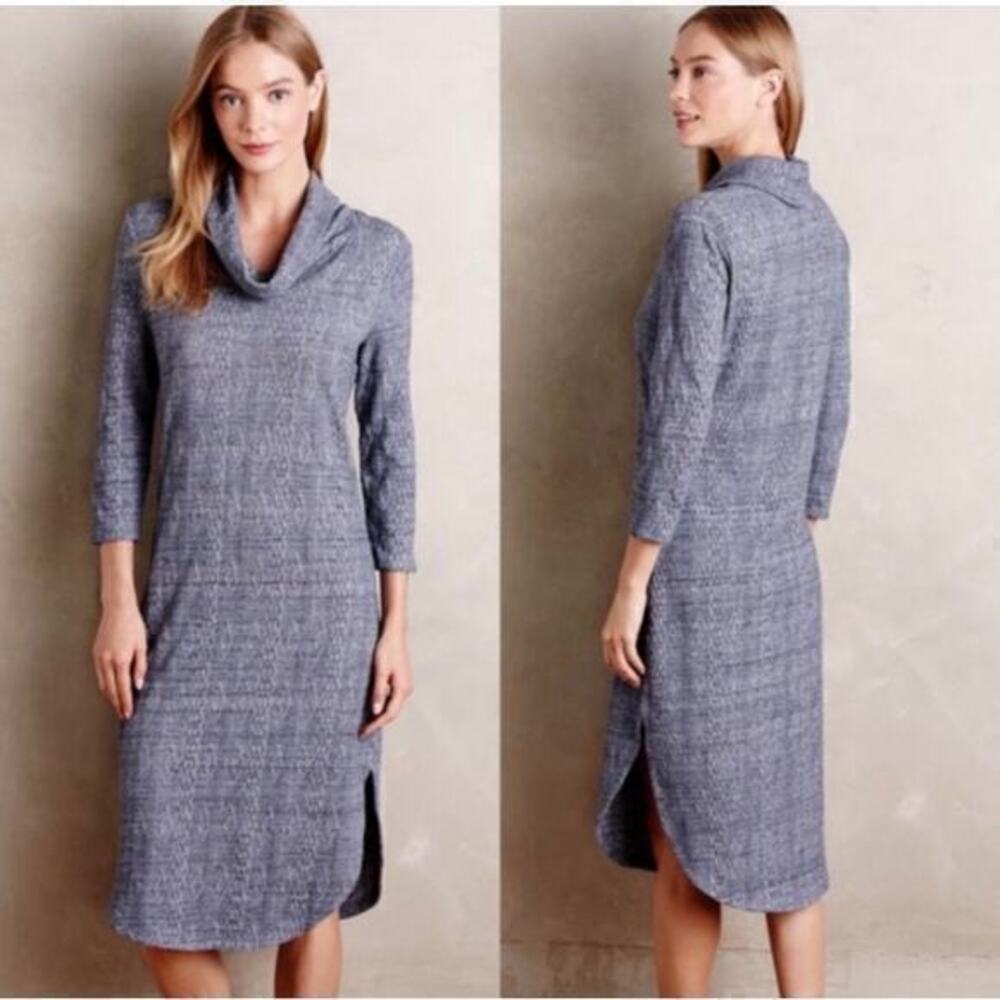 Anthropologie Saturday Sunday Blue Chemise Cowl Neck Sweater Dress size small